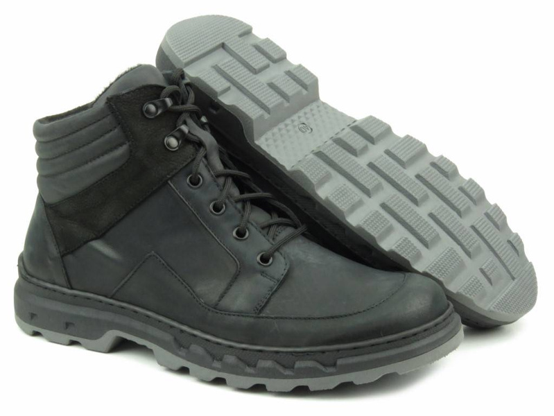 Trzewiki, trapery męskie ocieplane - WASAK 0220, czarne