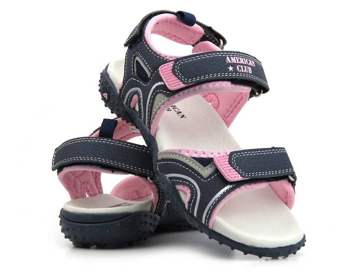 Sandały dziecięce ze skórzaną wkładką - AMERICAN CLUB RL 35/22, granatowe