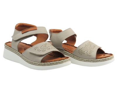 Sandały damskie na koturnie - Artiker 56C0350, szare