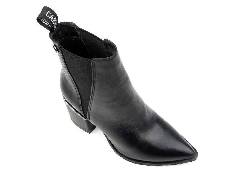 Eleganckie sztyblety damskie z noskiem w szpic - CARINII B5721, czarne