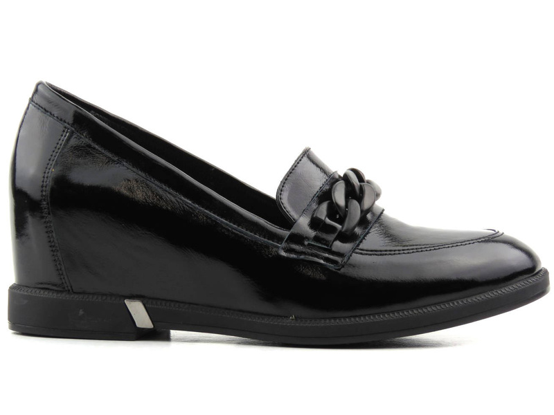 Lakierowane półbuty damskie na ukrytym koturnie - VENEZIA 1426 R010, czarne