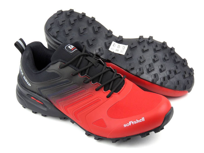 Buty męskie trekkingowe z Softshell - DK VB16571, czarno-czerwone