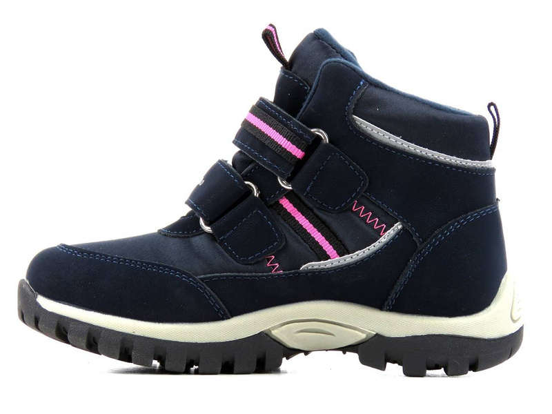 Śniegowce, trzewiki dziecięce zimowe na rzepy - WOJTYŁKO 4Z21037G Softshell, granatowe