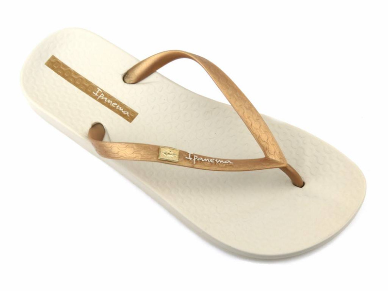 Gumowe japonki damskie IPANEMA 82932, beżowo-złote