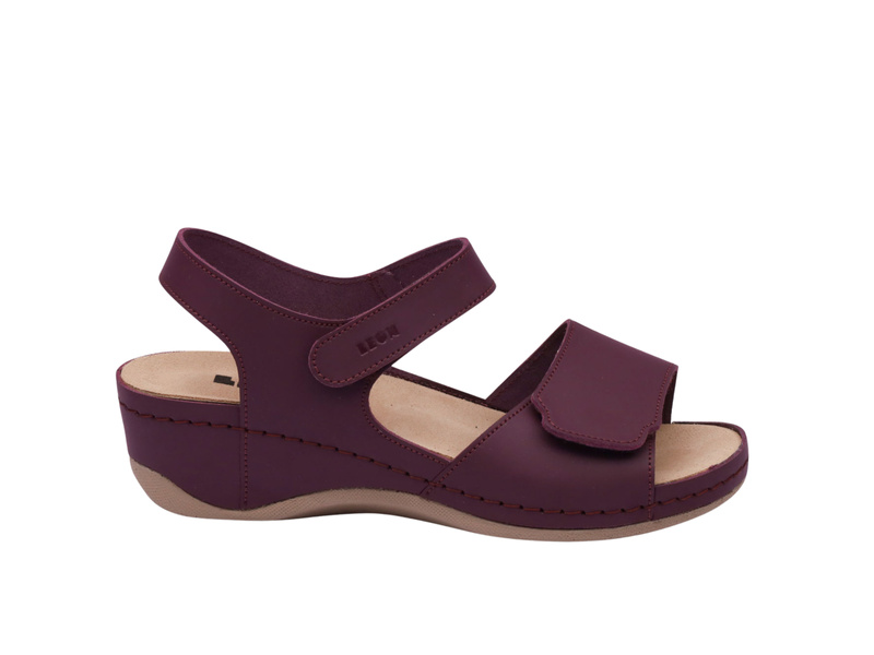 Sandały damskie na rzepy bordowe Leon 2024