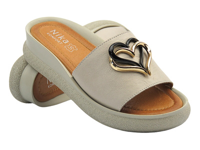 Wygodne klapki, chodaki damskie na grubej podeszwie - Nika Komfort H-175, szare