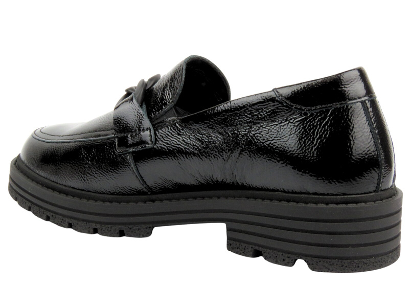 Wygodne, skórzane póbuty damskie - SOLIDUS 63113-00691-KELLY, czarne