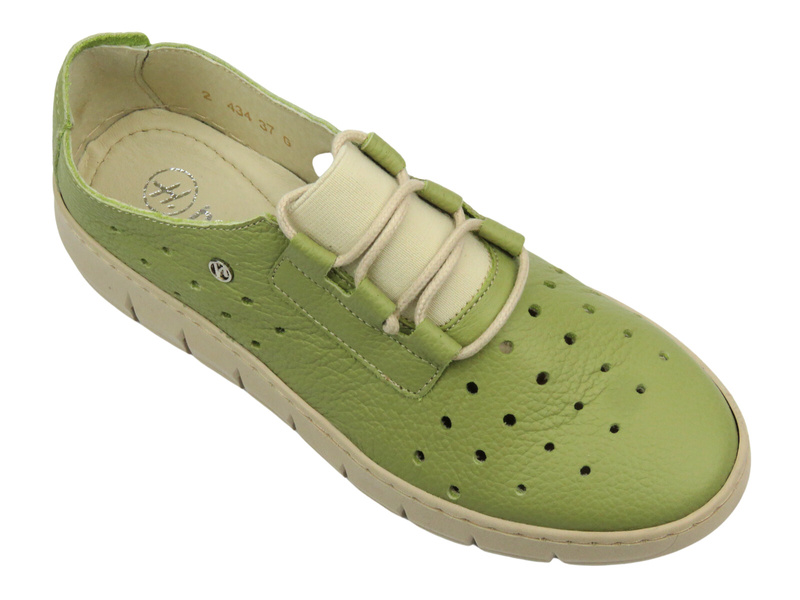 Wygodne półbuty damskie skórzane - HELIOS Komfort 434-2, zielone
