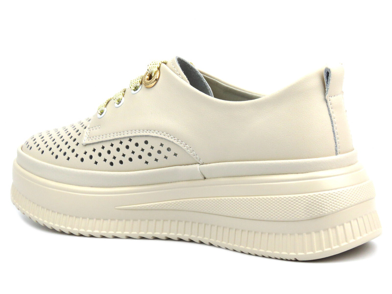 Ażurowe półbuty, sneakersy damskie - Artiker 54C1707, beżowe