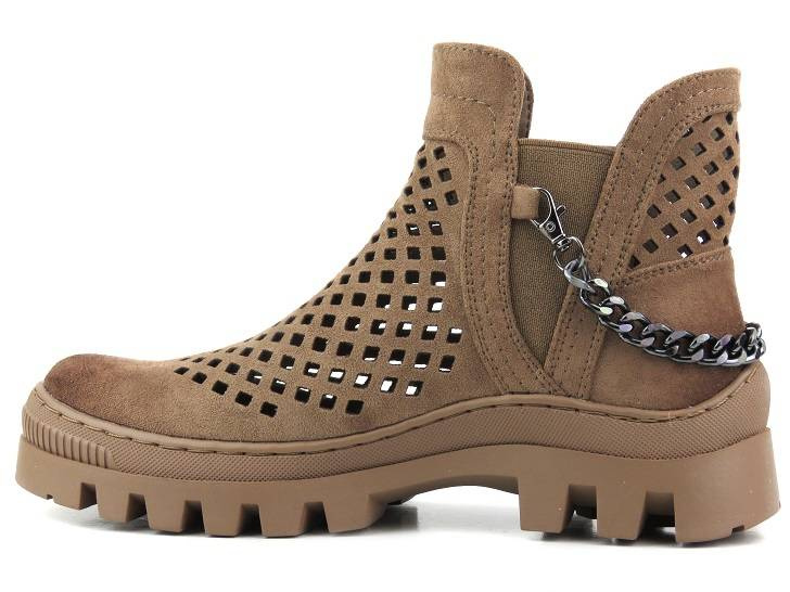 Botki damskie wiosenne, ażurowe workery - Potocki 23-12028BR, brązowe