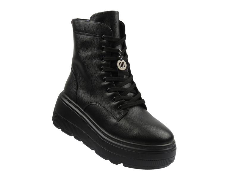 Skórzane botki damskie czarne Cambell 25-19350