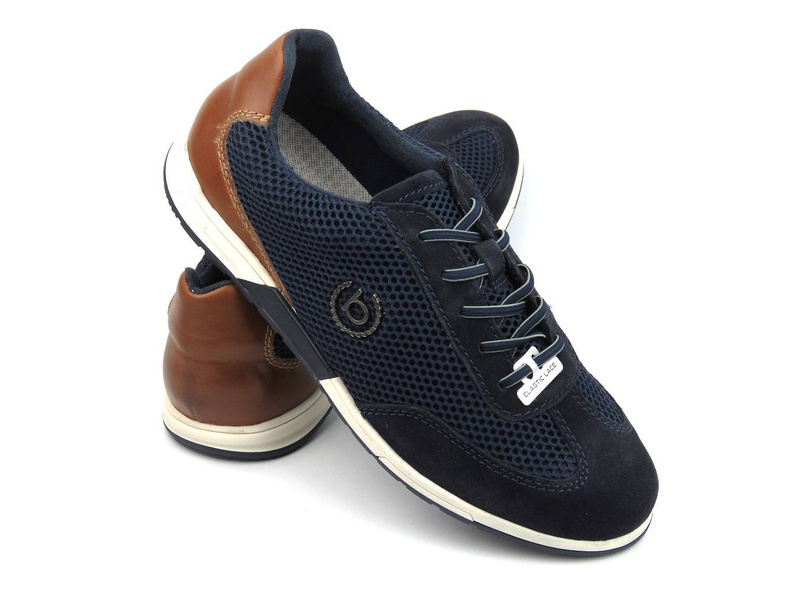 Sneakersy męskie z siateczkową cholewką - BUGATTI 331-A7M02-1469, granatowe