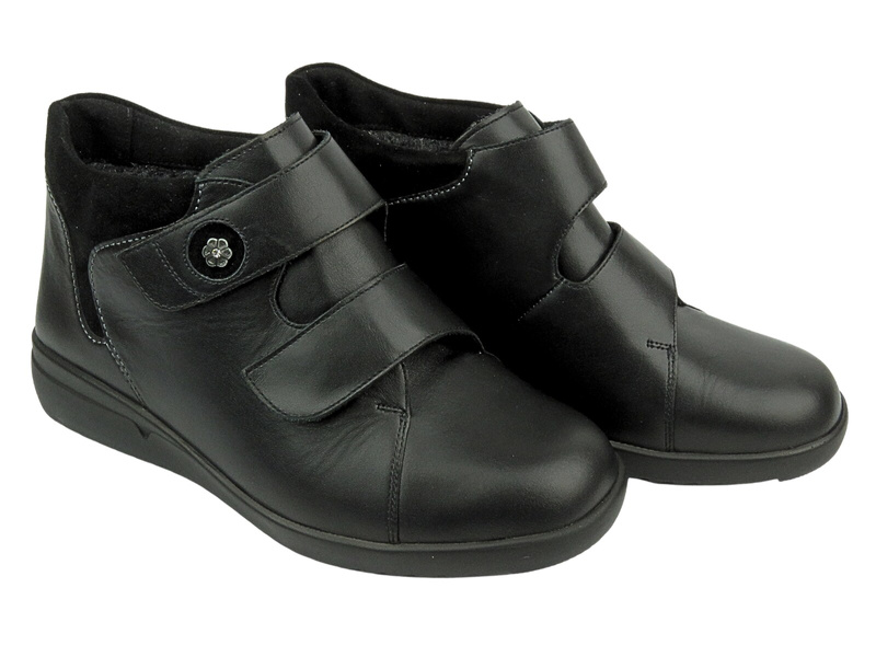 Botki damskie o wysokiej tęgości (M) - Solidus Maren 49504-00105, czarne