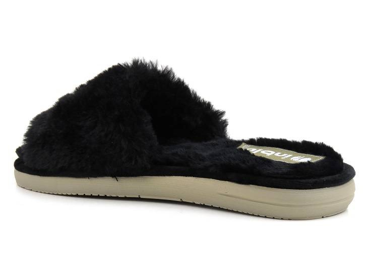 Futerkowe kapcie damskie bez noska - INBLU EK-05, czarne