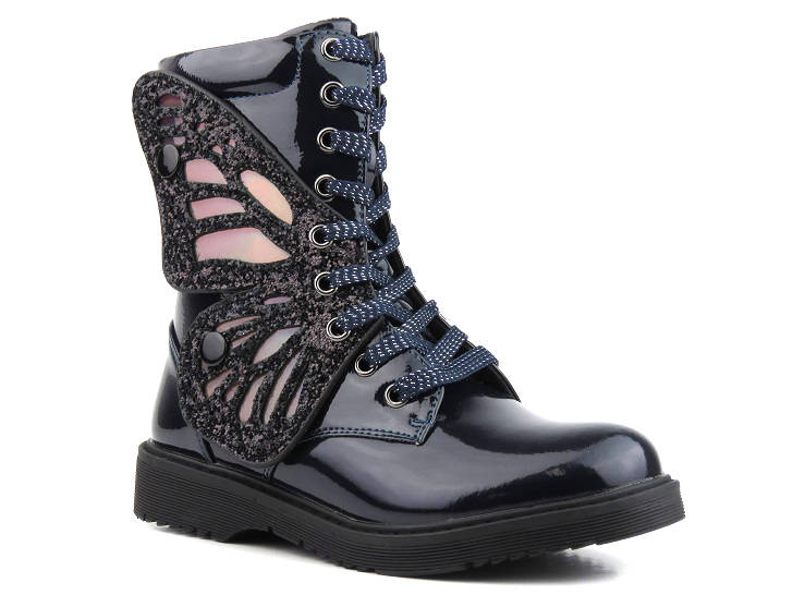 Kozaki dziecięce, młodzieżowe a la motyl - WEESTEP R652256261, granatowe