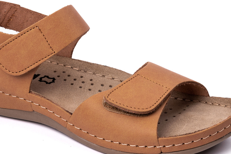 Sportowe sandały damskie na rzepy - Leon 963 brązowe