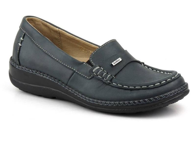 Wygodne półbuty damskie na elastycznej podeszwie HELIOS 659, grafitowe