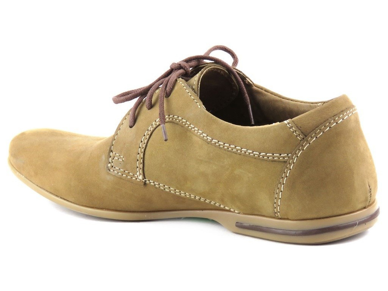 Skórzane półbuty męskie polskiej marki Riko 603, beżowe