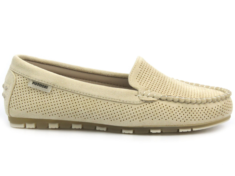 Półbuty, mokasyny damskie Potocki 24-09301, beżowe