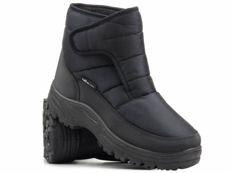 Ciepłe śniegowce męskie na rzepy - Wojtyłko 23208, czarne