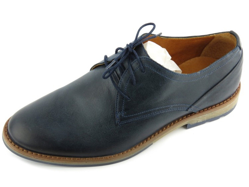 Granatowe półbuty męskie ze skóry licowej - NIK 0463