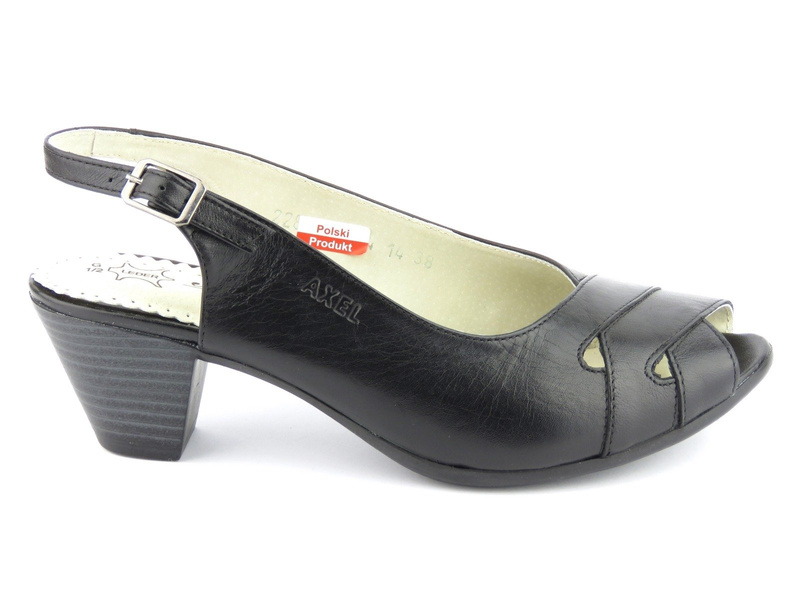 Wygodne sandały damskie ze skóry licowej - AXEL 2286, czarne