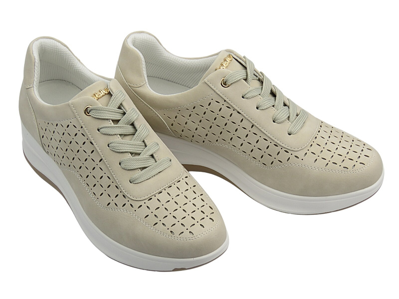 Sneakersy damskie ażurowe beżowe INBLU IC-40