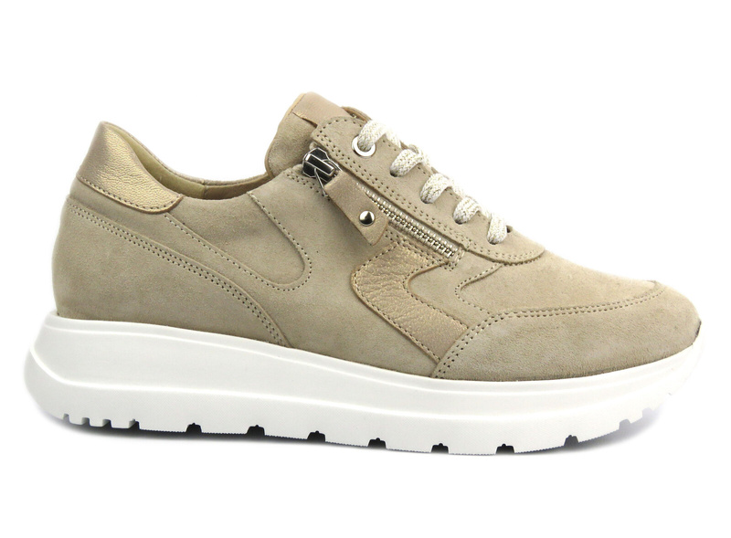 Sneakersy damskie na platformie - KAMPA N819, beżowe