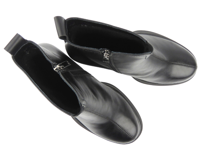 Wygodne eleganckie botki damskie ze skóry naturalnej Cambell 26-12858, czarne