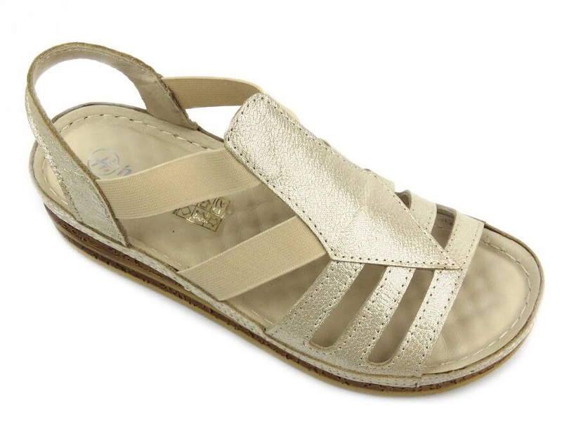 Skórzane sandały damskie - Helios 1205, złote