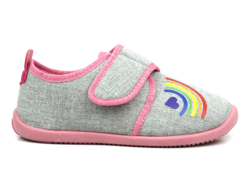 Miękkie kapcie, buty dziecięce z tęczą - BEFADO 902Y020, szare