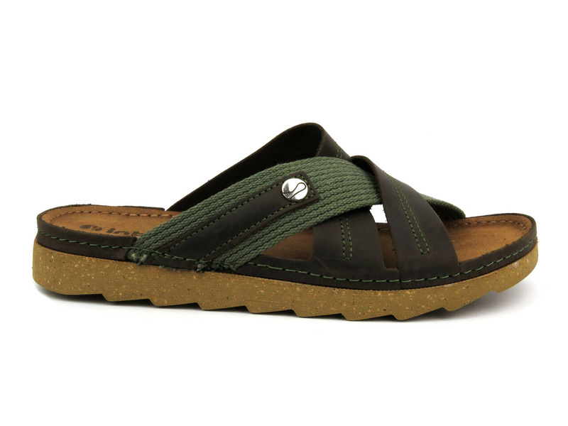 Wygodne klapki męskie ze skóry - INBLU 158M023/BB-3I, brązowe