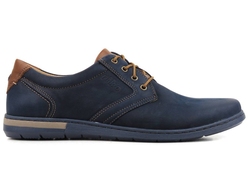 Skórzane półbuty męskie codzienne - RIKO 927, granatowe