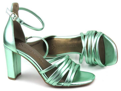 Sandały damskie na słupku - Marco Tozzi 2-28386-20 750, zielone