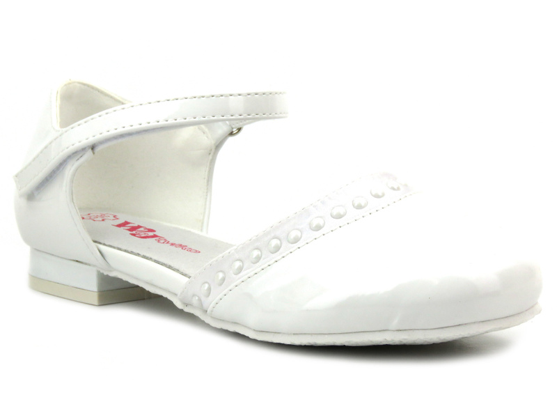 Eleganckie buty, czółenka komunijne - Wojtyłko 23712, białe 