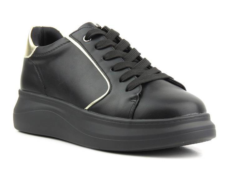 Czarne sneakersy damskie na platformie - INBLU IN001294