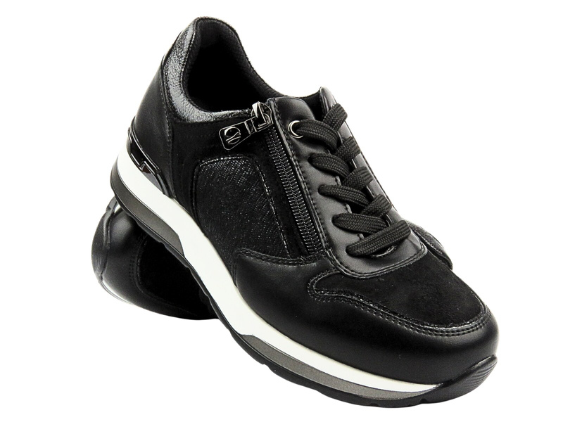 Wygodne sneakersy damskie ze skóry ekologicznej czarne Inblu IN-390