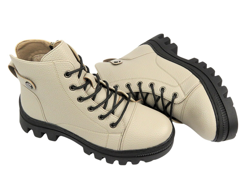 BOTKI DAMSKIE POTOCKI 12168 SUWAK BEŻOWE WYGODNE SUWAK