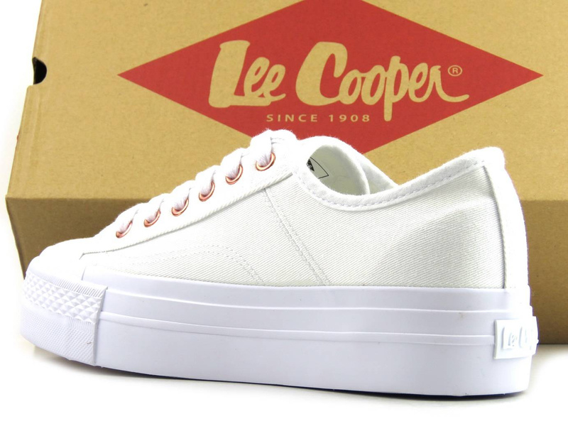 Trampki damskie, buty na platformie - LEE COOPER LCW-22-31-0890L, białe