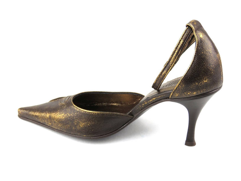 Czółenka na szpilce - Gabriello Gozzi 010, brązowo-złote