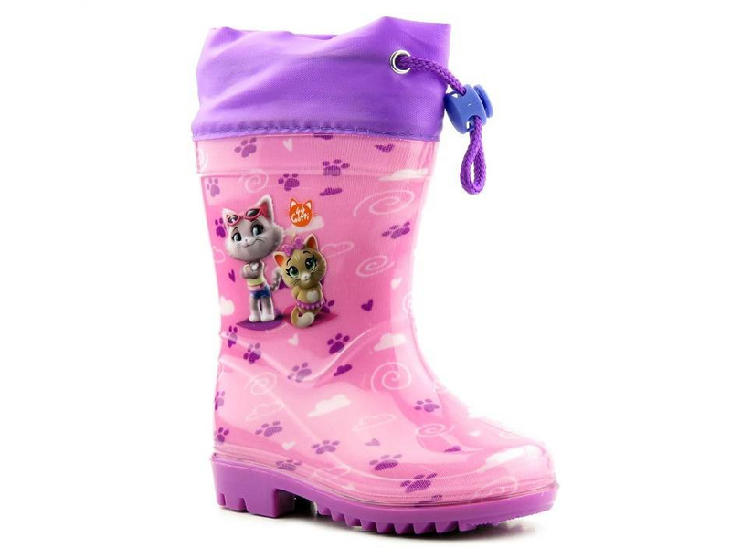 Kalosze dziecięce dziewczęce z kotkami - American Club KAL 12/22 (05/21) , różowe