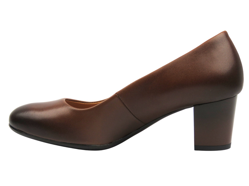 Skórzane czółenka na słupku brązowe Galant 4030