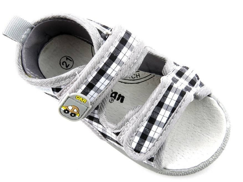 Sandałki dziecięce na rzepy - American Club TEN 305/2017, szare