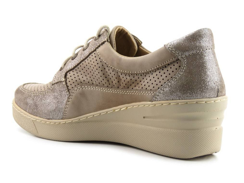 Sneakersy damskie na koturnie - HELIOS Komfort 373, beżowe