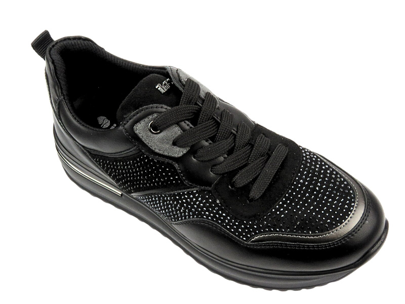 Sneakersy damskie z kryształkami czarne INBLU IN-397