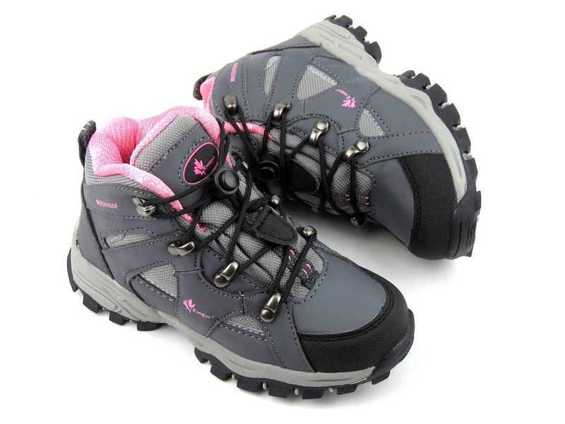 Trekkingi, buty zimowe dziecięce z membraną - VEMONT 5A6048C, szare