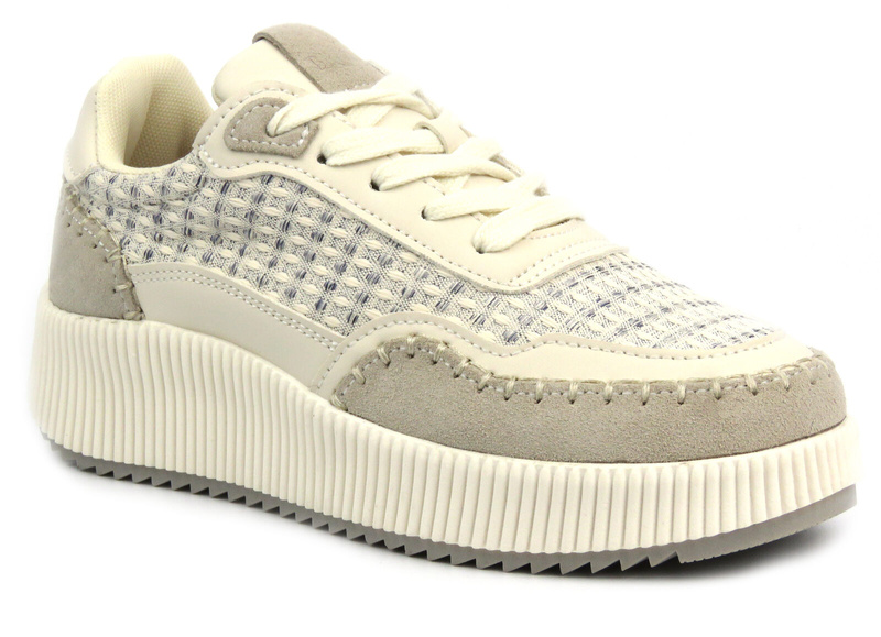 Buty sportowe damskie na platformie - BRIVIDO SHOES TW0815-09, beżowe