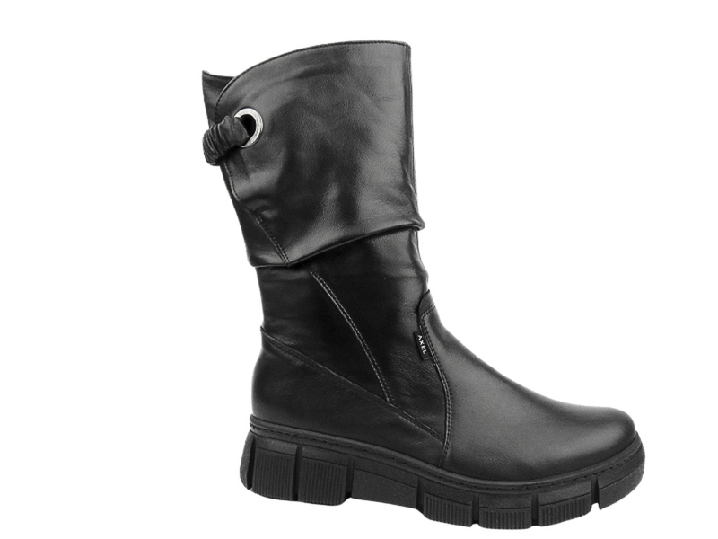 Skórzane kozaki damskie - AXEL 4501, czarne
