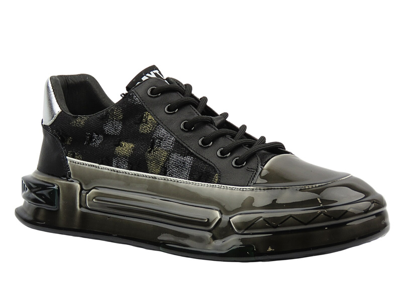 Nowoczesne sneakersy męskie czarne JOHN DOUBARE 24126