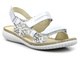 Skórzane sandały damskie na rzepy - Helios Komfort 794S, srebrne